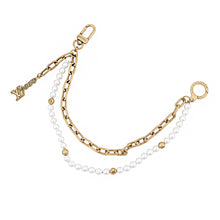 Load image into Gallery viewer, LOUIS VUITTON Chain Belt Pearl Bag Charm Gold/WhiteM01689 Gold Plated Faux Pearl