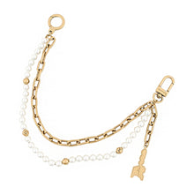 Load image into Gallery viewer, LOUIS VUITTON Chain Belt Pearl Bag Charm Gold/WhiteM01689 Gold Plated Faux Pearl