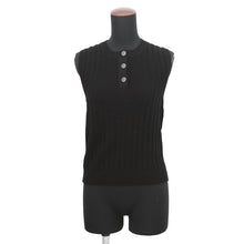Load image into Gallery viewer, CHANEL CC Logo Button Rib Knit Vest Top Size 38 BlackP70420-K10048-94305 Cotton98% Polyurethane1% Polyamide1%