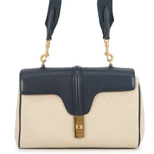 Load image into Gallery viewer, CELINE Teen Soft 16 Shoulder Vanilla/Navy196852 Raffia Calf Leather