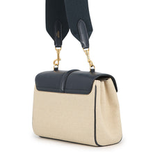 Load image into Gallery viewer, CELINE Teen Soft 16 Shoulder Vanilla/Navy196852 Raffia Calf Leather