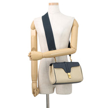 Load image into Gallery viewer, CELINE Teen Soft 16 Shoulder Vanilla/Navy196852 Raffia Calf Leather