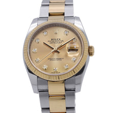 将图像加载到图库查看器中,ROLEX Datejust Oman W36mm Stainless Steel 18KYG Champagne Dial116233G