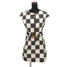 Load image into Gallery viewer, LOUIS VUITTON Damier detail dress Size 34 White/Black/Beige1ABQWM Cotton100% Leather