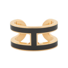 Load image into Gallery viewer, HERMES Pop Ash Ear Cuff Black Gold Plated Lacquer