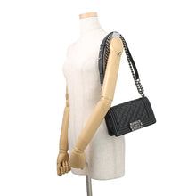 Load image into Gallery viewer, CHANEL Boy Chanel ChainShoulder Bag BlackA67085 Caviar Leather Size 20