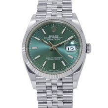 将图像加载到图库查看器中,ROLEX Datejust W36mm Stainless Steel K18WG Mint Green Dial126234