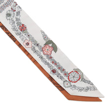 Load image into Gallery viewer, HERMES Twilly Brides de Gala en Fleurs and Eyeliner White/Gray/Cuir Silk100%