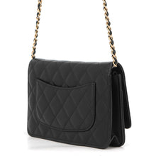 Load image into Gallery viewer, CHANEL Matelasse Egypt Bag Charm Chain Wallet Black Lambskin
