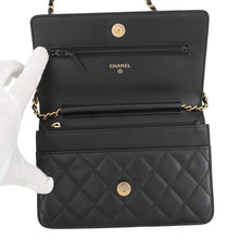 Load image into Gallery viewer, CHANEL Matelasse Egypt Bag Charm Chain Wallet Black Lambskin