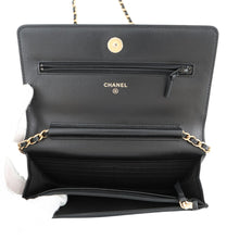 Load image into Gallery viewer, CHANEL Matelasse Egypt Bag Charm Chain Wallet Black Lambskin