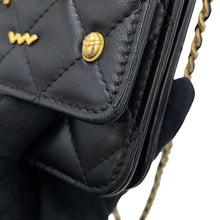 Load image into Gallery viewer, CHANEL Matelasse Egypt Bag Charm Chain Wallet Black Lambskin