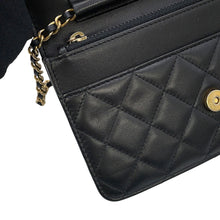 Load image into Gallery viewer, CHANEL Matelasse Egypt Bag Charm Chain Wallet Black Lambskin