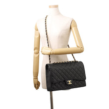 Load image into Gallery viewer, CHANEL Matelasse W-Flap W-Chain Shoulder Bag BlackA58601 Caviar Leather Size 34