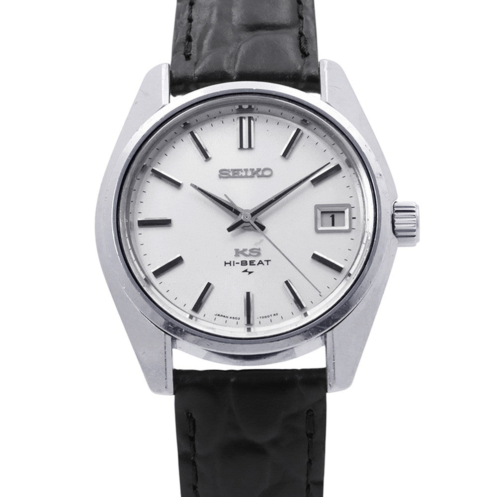 SEIKO King Seiko Hi-Beat W36mm Stainless Steel Leather Silver