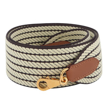 Load image into Gallery viewer, HERMES Bandouliere Sangle Cortage Plus Noir/Jaune Milton/Gold Canvas Leather Size Length 35.4" / Width 2"