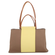 将图像加载到图库查看器中,HERMES Cabag Elan Etoupe/Yellow Toile Officier Leather Size PM
