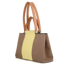 将图像加载到图库查看器中,HERMES Cabag Elan Etoupe/Yellow Toile Officier Leather Size PM