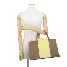 将图像加载到图库查看器中,HERMES Cabag Elan Etoupe/Yellow Toile Officier Leather Size PM