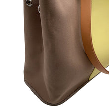 将图像加载到图库查看器中,HERMES Cabag Elan Etoupe/Yellow Toile Officier Leather Size PM