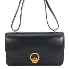 将图像加载到图库查看器中,HERMES Ring Shoulder Bag Navy Box Calf Leather