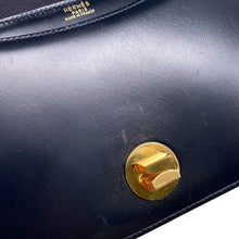 Load image into Gallery viewer, HERMES Ring Shoulder Bag Navy Box Calf Leather