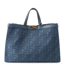 Load image into Gallery viewer, FENDI Zucca X Tote Blue8BH374 Canvas Calf Leather Size Medium