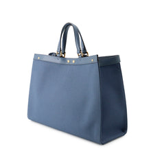 Load image into Gallery viewer, FENDI Zucca X Tote Blue8BH374 Canvas Calf Leather Size Medium