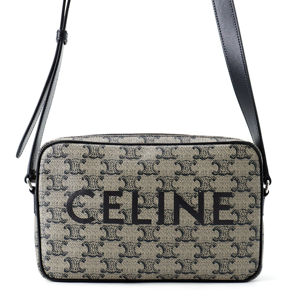 CELINE Triomphe Shoulder Bag Gray/Black194502 PVC Leather– GALLERY