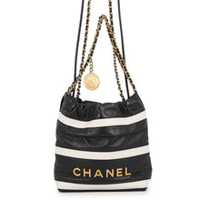 将图像加载到图库查看器中,CHANEL CHANEL22 ChainShoulder Bag Black/WhiteAS3980 Shiny Calf Leather Size Mini