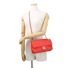 Load image into Gallery viewer, CHANEL Chevron ChainShoulder Bag Red Leather