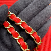 Load image into Gallery viewer, CHANEL Chevron ChainShoulder Bag Red Leather