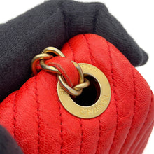 Load image into Gallery viewer, CHANEL Chevron ChainShoulder Bag Red Leather