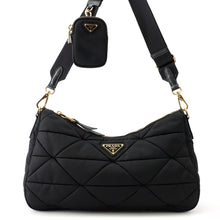将图像加载到图库查看器中,PRADA Quilted Shoulder Bag Black1BC232 Nylon Size Large