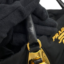 将图像加载到图库查看器中,PRADA Logo Handbag BlackBN1615 Nylon Leather