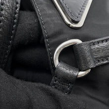 将图像加载到图库查看器中,PRADA Logo Tote Bag Black Nylon Leather