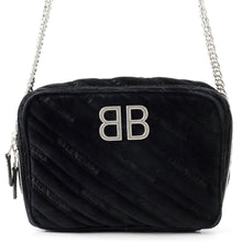 Load image into Gallery viewer, BALENCIAGA BB Reporter ChainShoulder Bag Black526678 Velour Size XS