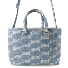 Load image into Gallery viewer, BALENCIAGA Signature BBMonogram 2-way Tote Bag Blue702699 Denim Size Small