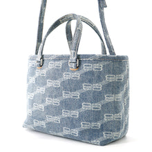 Load image into Gallery viewer, BALENCIAGA Signature BBMonogram 2-way Tote Bag Blue702699 Denim Size Small