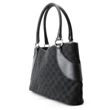 将图像加载到图库查看器中,GUCCI GG Canvas Tote Bag Black113015 Canvas Leather