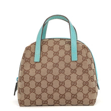 Load image into Gallery viewer, GUCCI GG Canvas Handbag Light Blue/Beige124542 GG Canvas Leather