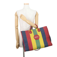 Load image into Gallery viewer, GUCCI Byadella 2-way Tote Bag Red/Multicolor630358 Leather Canvas