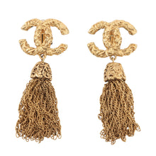 Load image into Gallery viewer, CHANEL Fringe CC Logo Earring Gold Gold Plated