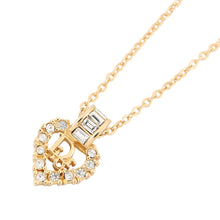 Load image into Gallery viewer, Dior Logo heart Necklace Gold Metal Rhinestone