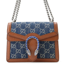 将图像加载到图库查看器中,GUCCI Dionysus GG Supreme Denim Shoulder Bag Brown/Blue421970 Canvas Leather