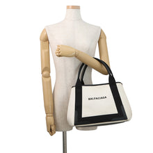 将图像加载到图库查看器中,BALENCIAGA Navy Kabas White/Black339933AQ38N1081 Canvas Leather Size S