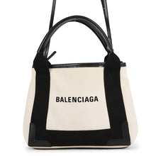 Load image into Gallery viewer, BALENCIAGA NavyCabas White/Black3903462HH3N9260 Canvas Leather Size XS