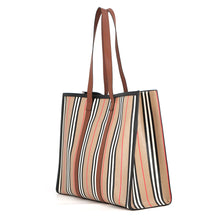 Load image into Gallery viewer, BURBERRY Striped Book Tote Archive Beige80730571 PVC Leather