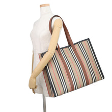 Load image into Gallery viewer, BURBERRY Striped Book Tote Archive Beige80730571 PVC Leather