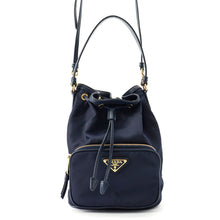 Load image into Gallery viewer, PRADA Duet 2-way Drawstring Bag Navy1BH038 Nylon Leather